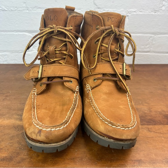 Polo Ralph Lauren Boots Men's 11D Brown Leather Lace Up Buckle Ranger Redmond - Picture 2 of 12